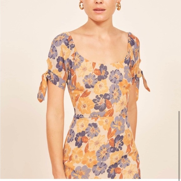 Reformation Amsterdam Dress in Yellow Floral size 10 - Picture 4 of 8